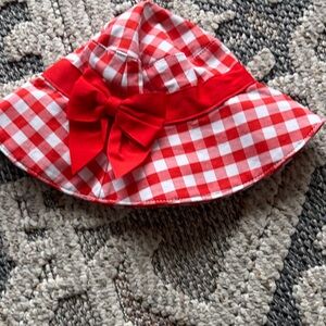 Janie and Jack Red Checkered Hat with Bow